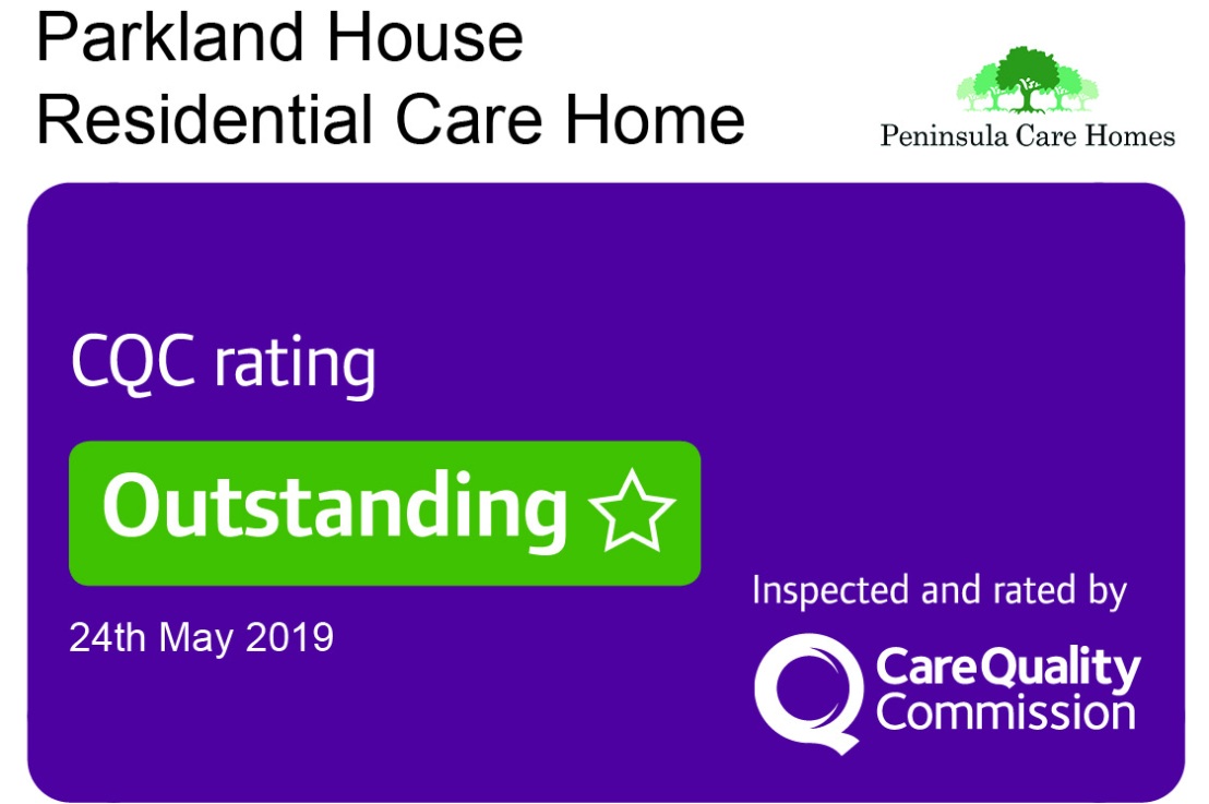 Parkland House recognised as Outstanding by CQC